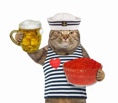 Kırmızı havyarlı kedi denizci.