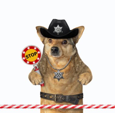Köpek polisinde dur işareti var.
