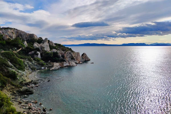 Море Закате Летний Вечер Острове Греции Селективный Фокус — стоковое фото