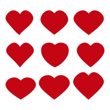 Kalp vektör simgesi. Aşk kavramı. Kupa seti. Vektör tasarımı soyut illüstrasyon