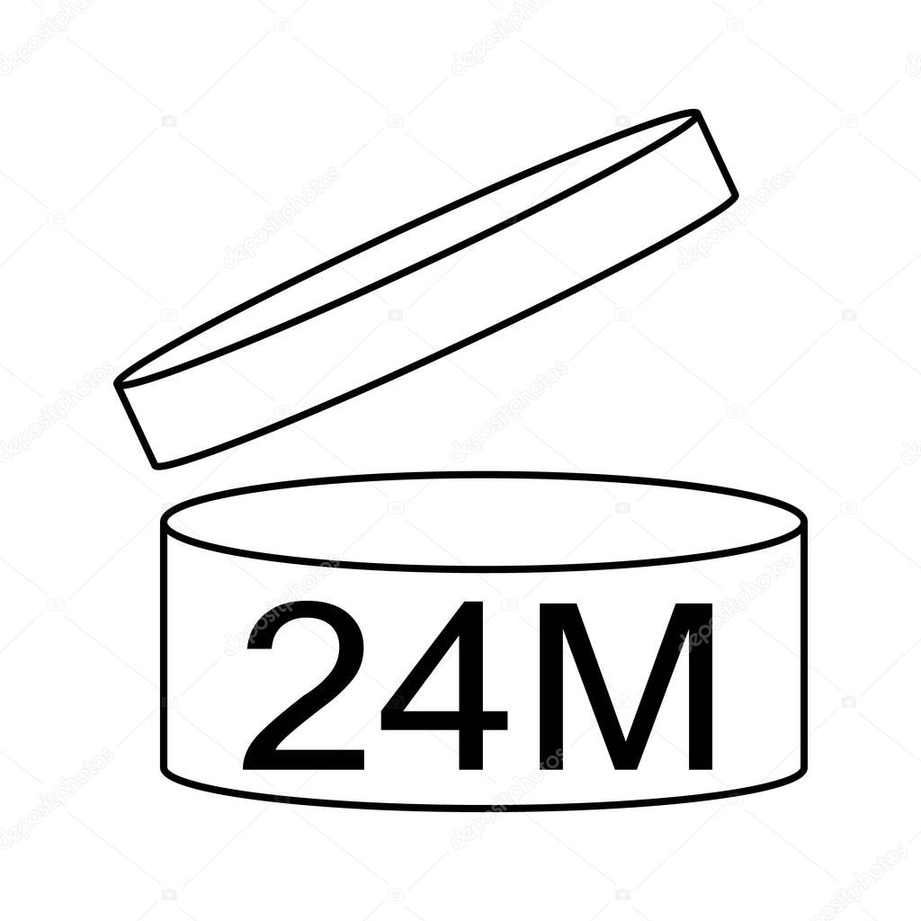 Period after opening PAO symbol. Cosmetics symbol isolated on white background. EPS 10. 24 month