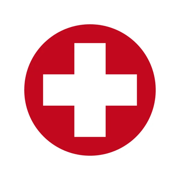 White Cross Red Circle First Aid Icon Vector Illustration — Stock Vector