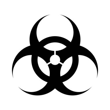 Biyolojik tehlike sembolü. Vektör çizimi. Beyaz arkaplanda biyolojik tehlike işareti izole edildi