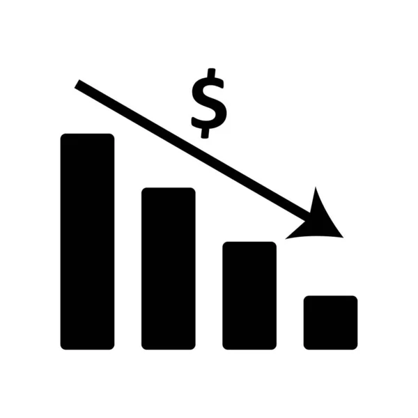 Finanzkrise Dollarverfall Infografik Diagramm Vektorsymbol Abwärtstrend — Stockvektor