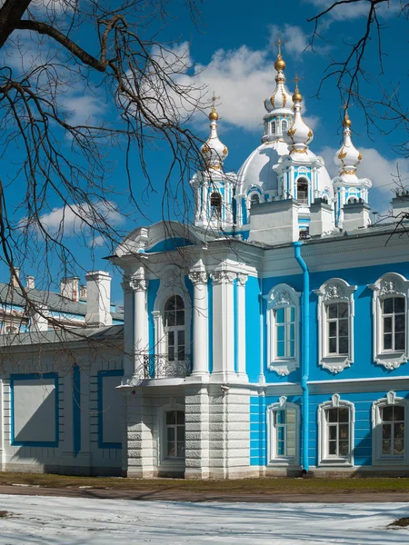 Detail of the facade of the Smolny Cathedral in St. Petersburg — Stock Photo, Image