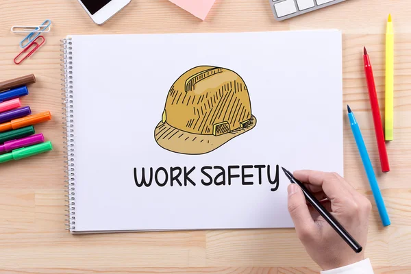 Arbete säkerhet text — Stockfoto