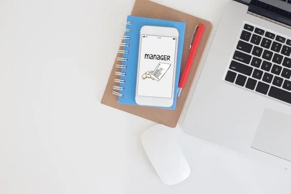 Teléfono, cuaderno y lápiz — Foto de Stock