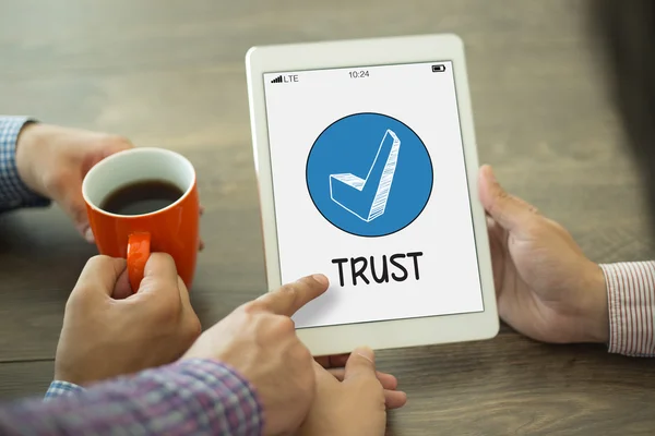 Trust text on screen — Stockfoto