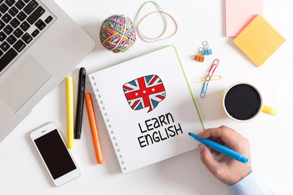 Notebook with inscription on cover — Stock Photo, Image