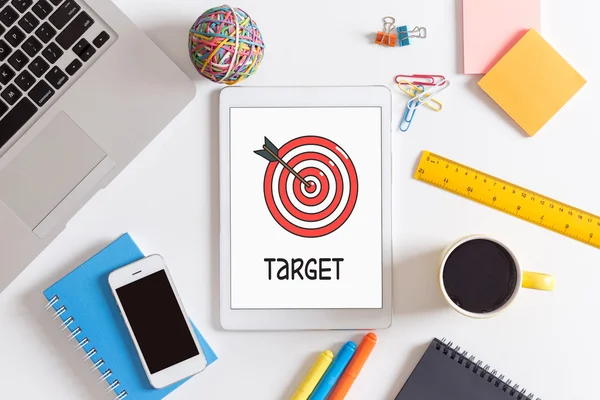 Target text on screen — Stockfoto