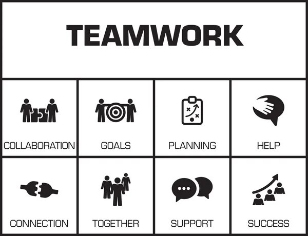 Teamwork. Diagramm mit Schlüsselwörtern — Stockvektor