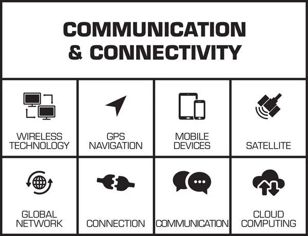 Bagan Komunikasi dan Konektivitas - Stok Vektor
