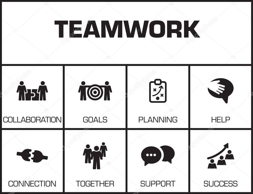 Teamwork. Chart with keywords