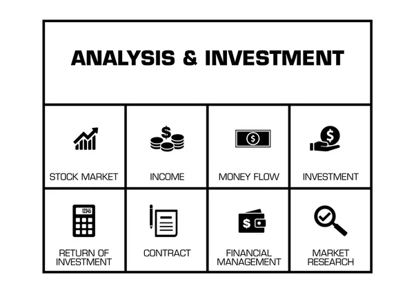 Analisi e grafico degli investimenti — Vettoriale Stock