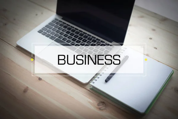 Laptop on desk in office — Stock Photo, Image