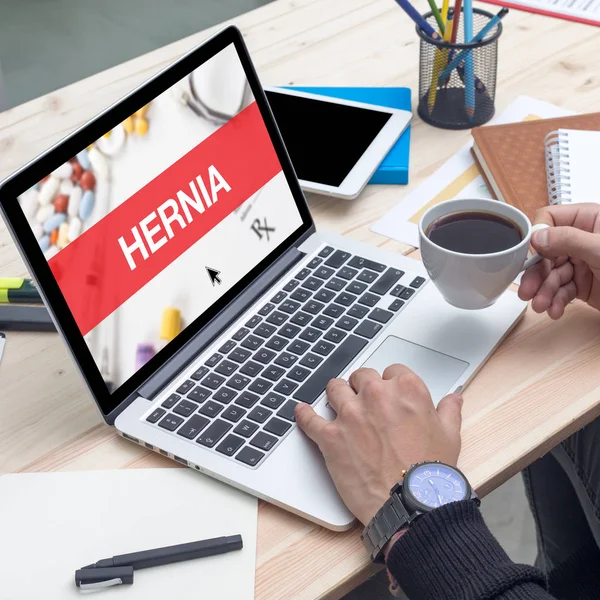 HERNIA CONCEPT ON LAPTOP — Stock Image HERNIA CONCEPT ON LAPTOP Stock Image