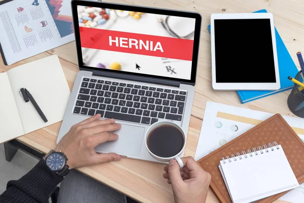 HERNIA CONCEPT ON LAPTOP — Stock Image HERNIA CONCEPT ON LAPTOP Stock Picture