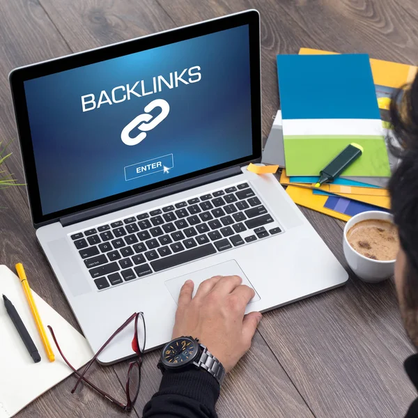 Backlinks concept op scherm — Stockfoto