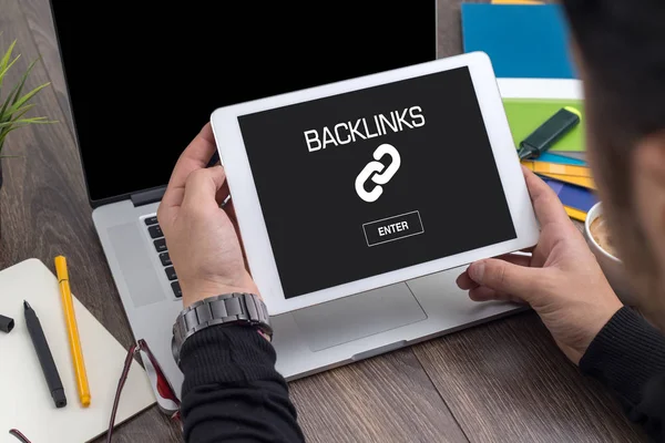 Backlinks concept op scherm — Stockfoto