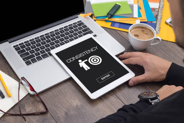 CONSISTENCY concept  on screen 