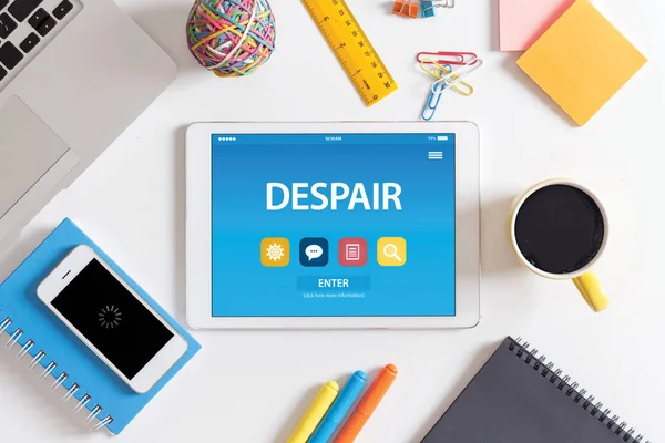 DESPAIR CONCEPT ON TABLET PC — Stock Photo, Image