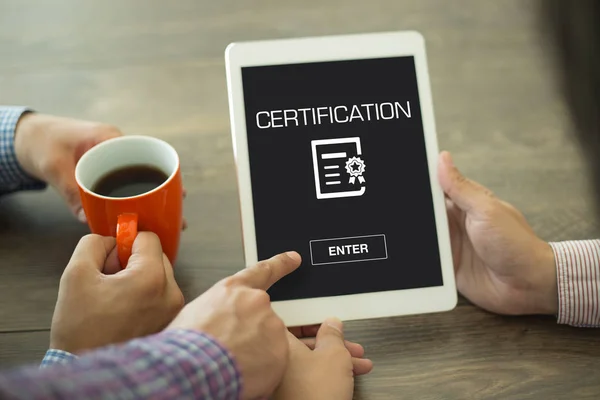 CONCEPTO DE CERTIFICACIÓN en pantalla — Foto de Stock