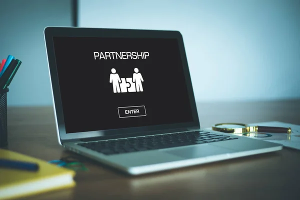Concept van het partnerschap op scherm — Stockfoto