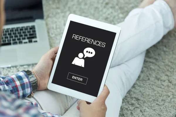 REFERENCES CONCEPT on screen — Stock Photo, Image