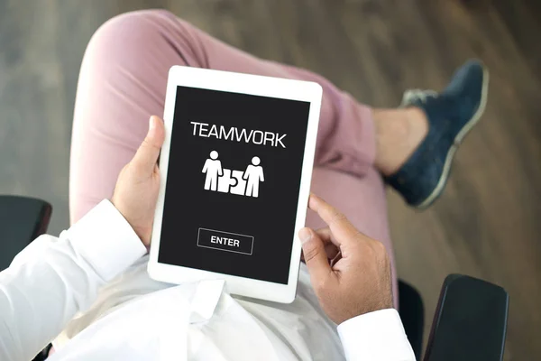 Teamwork Concept op scherm — Stockfoto