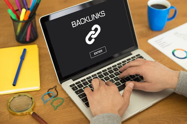 Backlinks concept op scherm — Stockfoto