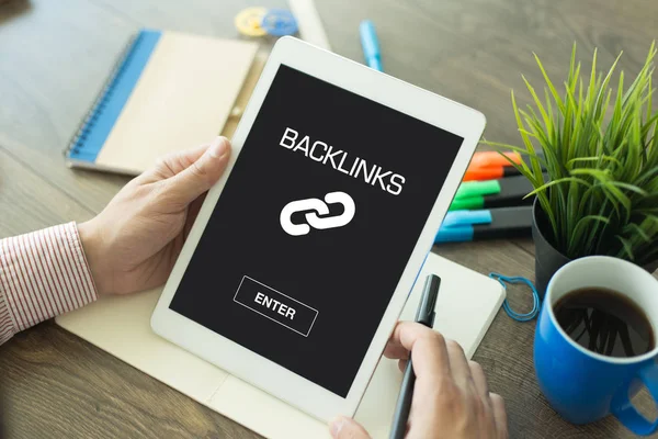 Backlinks concept op scherm — Stockfoto