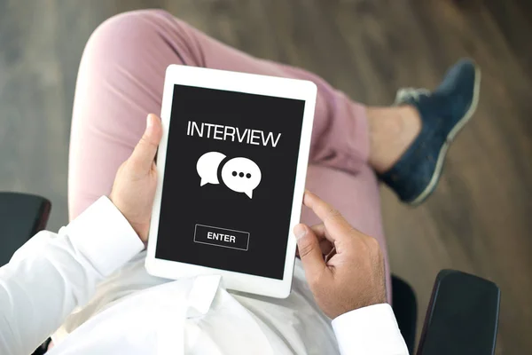 CONCEPTO DE ENTREVISTA en pantalla — Foto de Stock