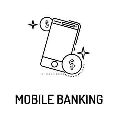 mobil bankacılık çizgisi simgesi