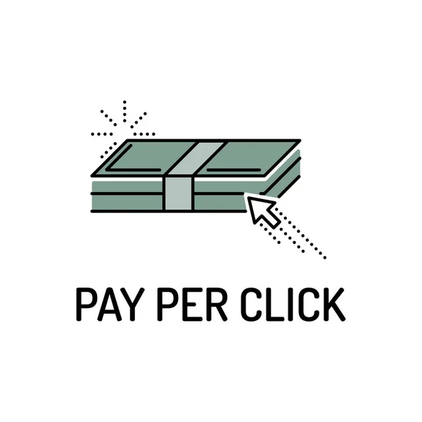 Per Click Line Icon 비용 — 스톡 벡터