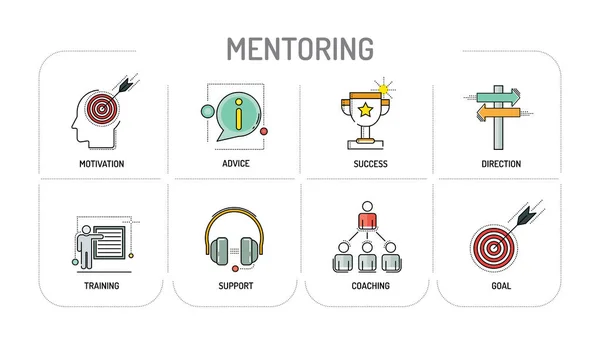 Mentoring - ikona čáry koncepce — Stockový vektor