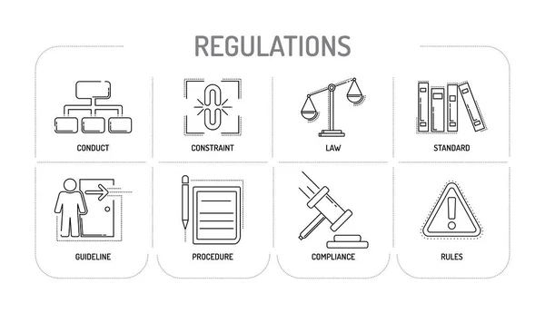 REGULATIONS - Line icons Concept — Stock Vector