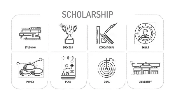 奖学金-线图标概念 — 图库矢量图片