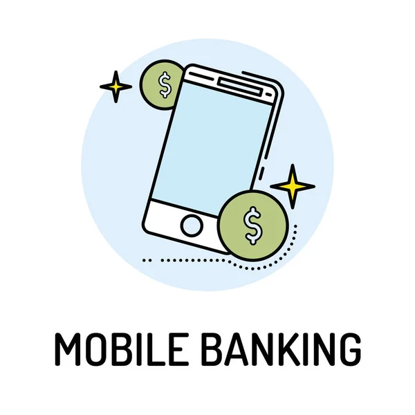 MOBILE BANKING Line icon — Stock Vector