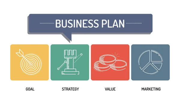 PLANO DE EMPRESA - ÍCONOS DE LINHA CONCEITOS —  Vetores de Stock