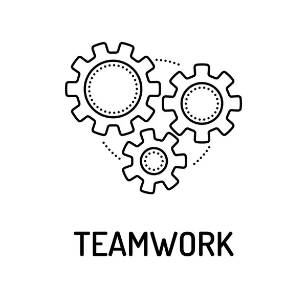 Icono de línea de trabajo en equipo — Vector de stock