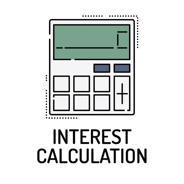 CÁLCULO DE INTERESSE Ícone de linha — Vetor de Stock