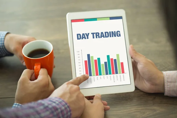 Schermo con DAY TRADING Titolo — Foto Stock