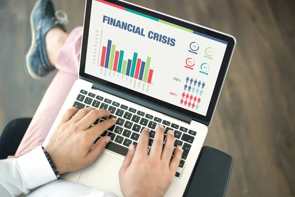 Screen with FINANCIAL CRISIS Title — Stock Photo, Image