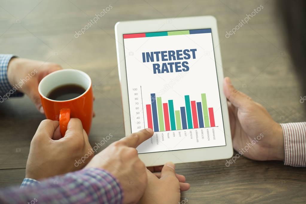 screen with INTEREST RATES Title