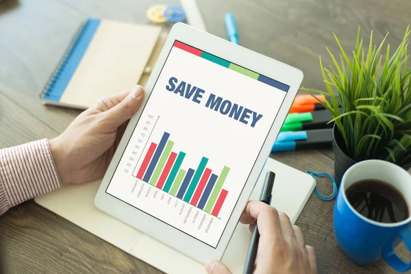 Schermo con titolo SAVE MONEY — Foto Stock