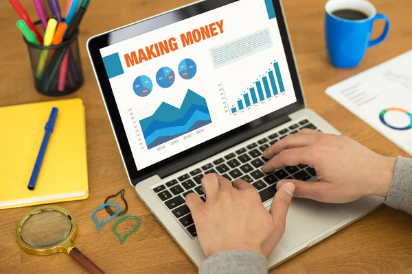 Scherm met Making Money titel — Stockfoto