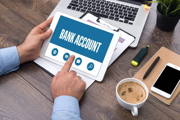 BANK ACCOUNT TEXT ON SCREEN — Stock Photo, Image