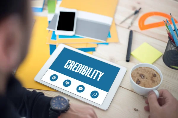 CREDIBILITY TEXT ON SCREEN — Stock Photo, Image