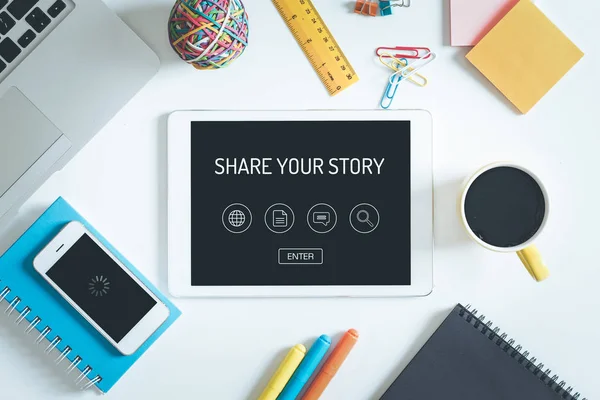 SHARE YOUR STORY Concept — Stock Photo, Image