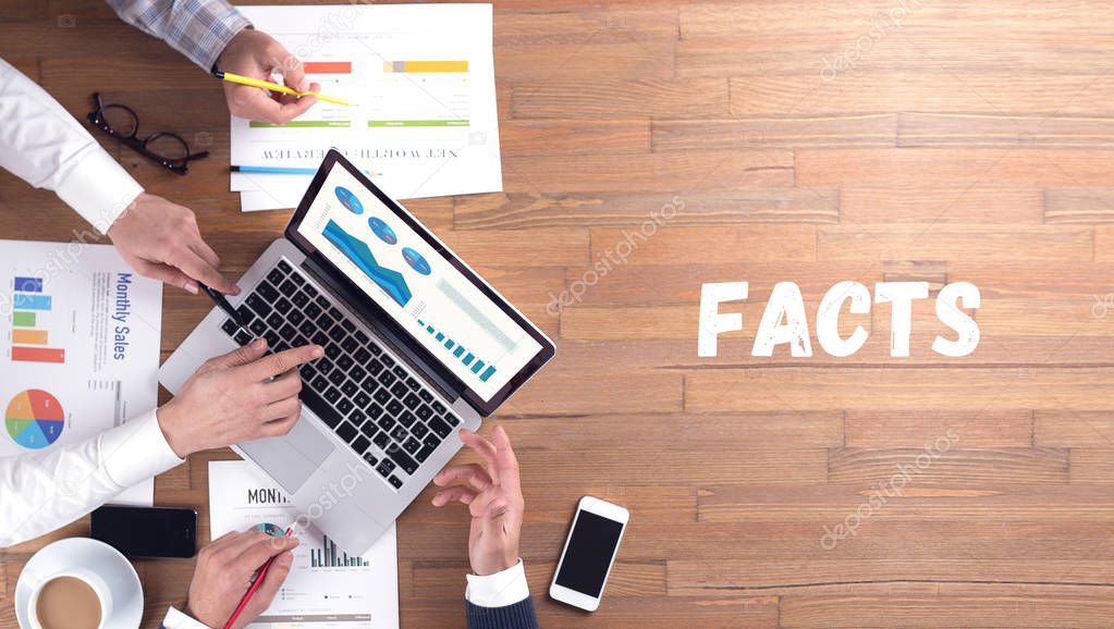 FACTS concept, professionals team at work 